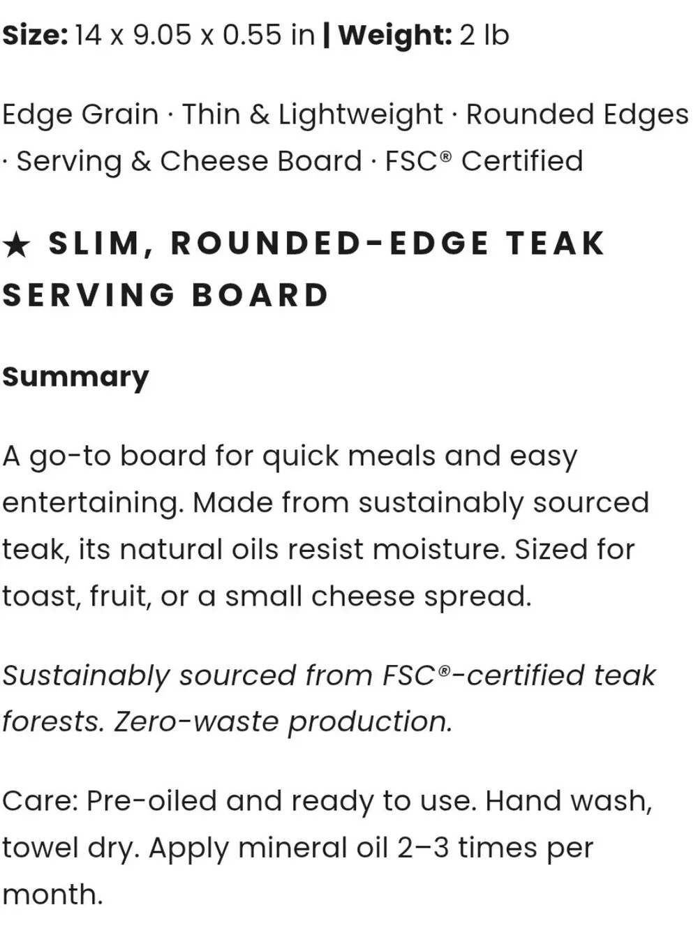 Teak Haus Rectangle Cutting Board 203 - 14x9.5x0.55 In.